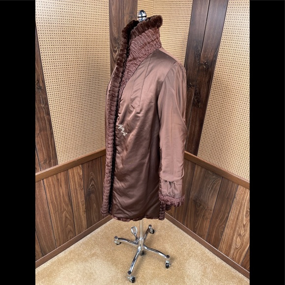 Dworkin Furs Brown Persian Lamb & Sheared Beaver Trim Fur Coat Jacket Small - Picture 9 of 12